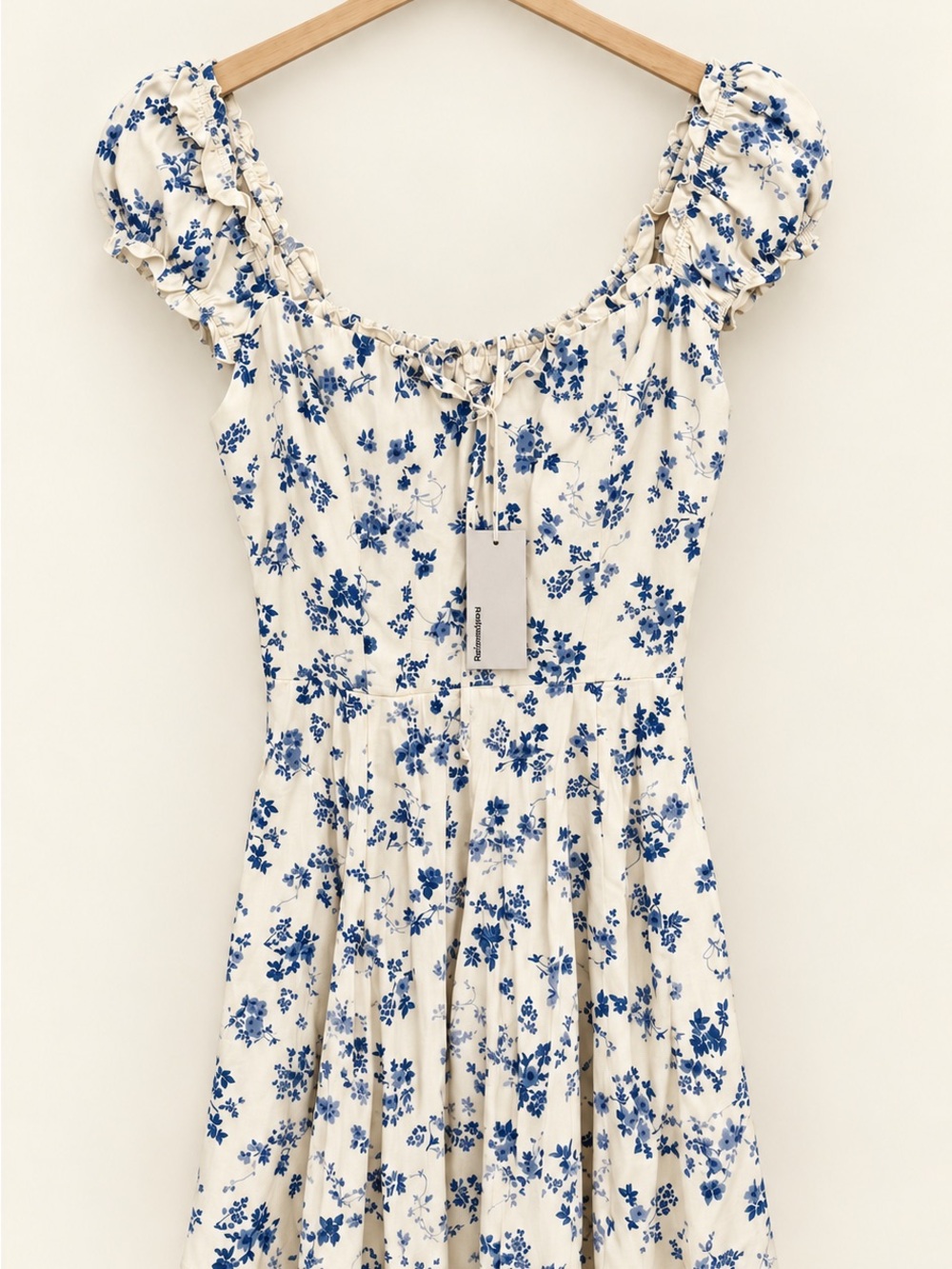 Blue Floral Puff-Sleeve Women's Top - Unbranded